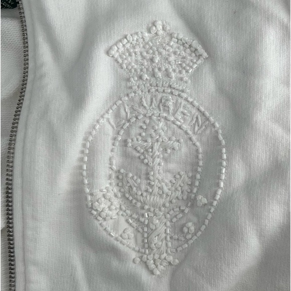 Lauren Ralph Lauren White Embellished Logo Long Sleeve Sweatshirt Size S Women's - Picture 4 of 6